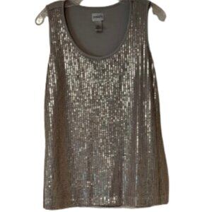 Chico's Taupe Sequin Front Sleeveless Blouse - Size 1